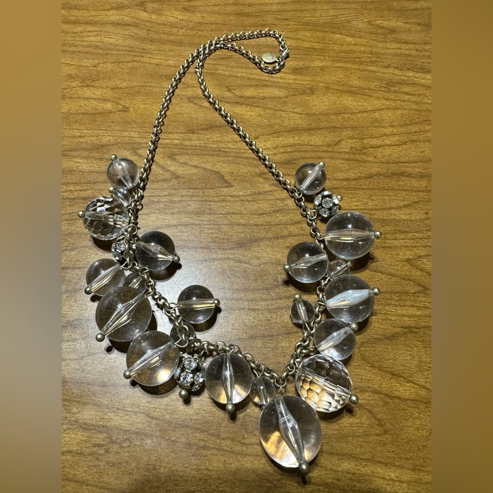 J crew glass bubble necklace gold tone